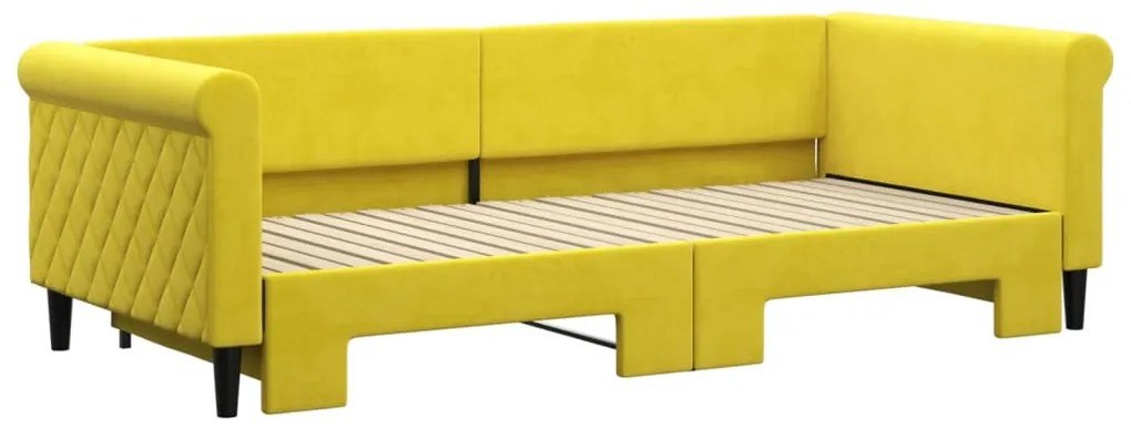 vidaXL Καναπές Κρεβάτι Συρόμενος Κίτρινος 90 x 200 εκ. Βελούδινος