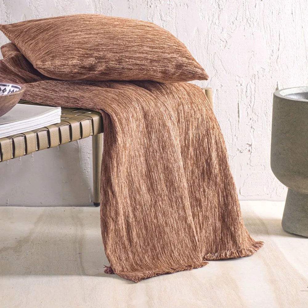 Ριχτάρι Planet Brown Ρυθμός Armchair 160x180cm Βαμβάκι-Chenille