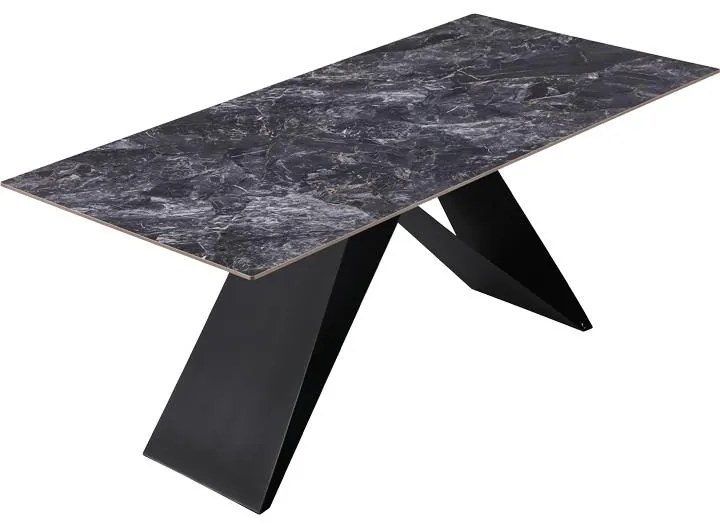 Τραπέζι Meja pakoword Sintered stone μαύρο με μεταλλικά πόδια σε μαύρη απόχρωση 180x90x76εκ 180x90x76 εκ.