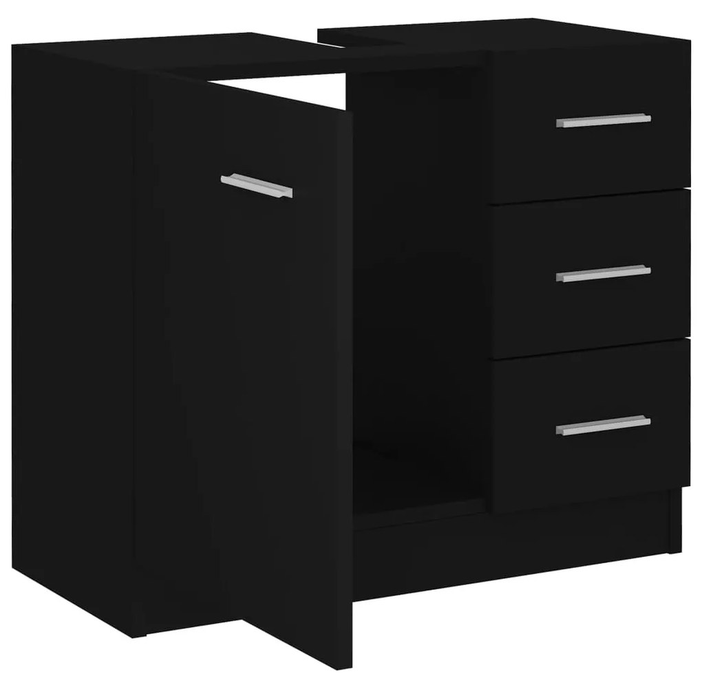 Ντουλάπι Νιπτήρα Μαύρο 63x30x54 εκ. Επεξ. Ξύλο 804185