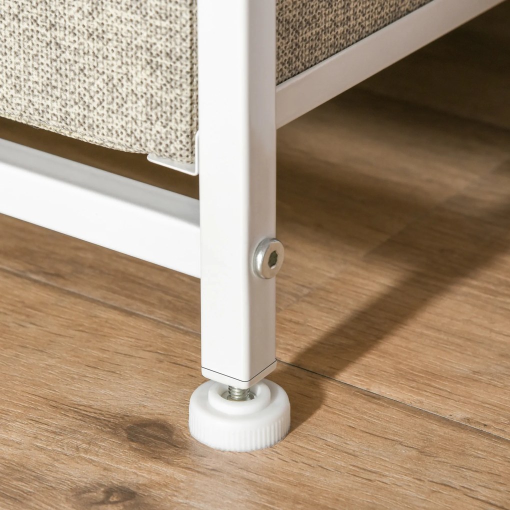 Συρταριέρα, Sideboard, 7 αναδιπλούμενα υφασμάτινα συρτάρια, μεταλλικό πλαίσιο, 63,5 x 30 x 71 cm, Ανοιχτό γκρι