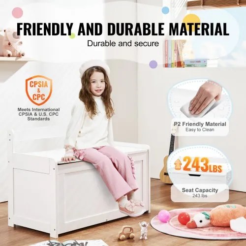 VEVOR Kids Toy Storage Bench Wooden Toy Box Chest 32.68 x 17.91 x 24.02&quot; White