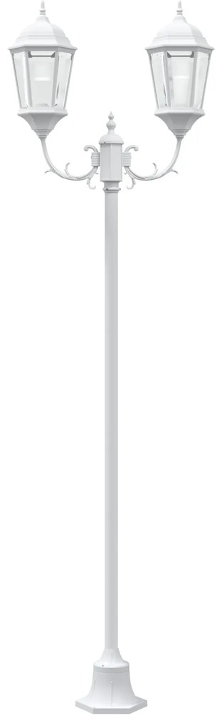 vidaXL Φωτιστικό Κήπου Πόλου 2-Lamp E27 Λευκό 220 εκ Αλουμίνιο