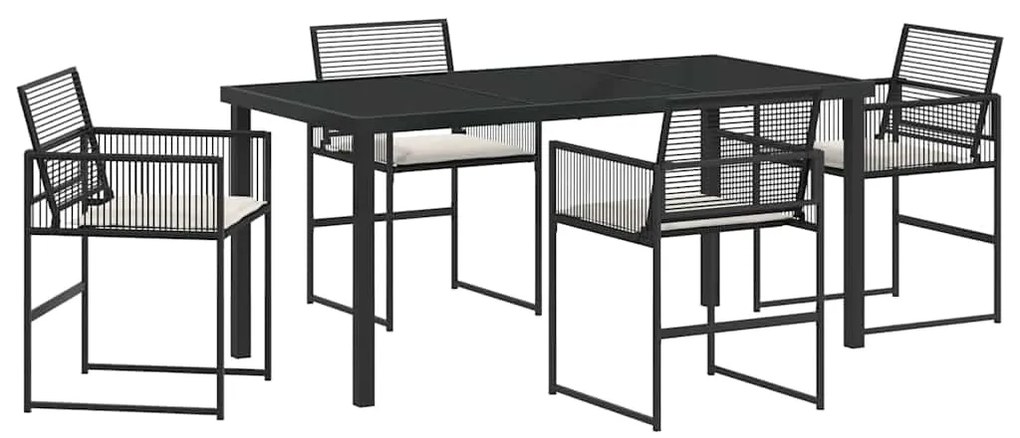 vidaXL Σέτ φαγητού για κήπο 5 pcs Μαύρο Πολυ ράταν
