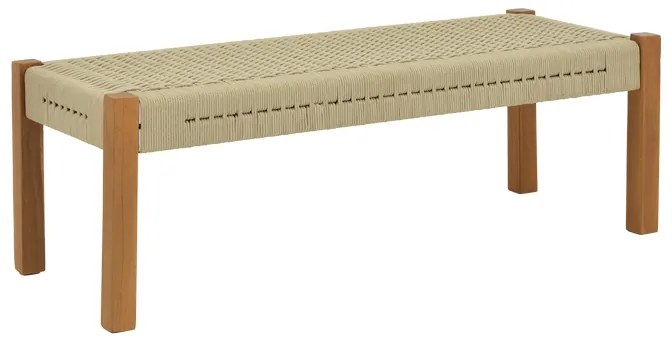 Παγκάκι Uma pakoworld teak ξύλο και pe σχοινί σε φυσική απόχρωση 150x45x40εκ