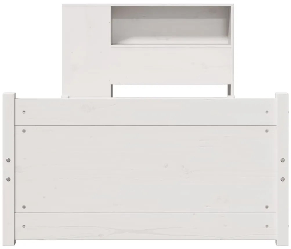 vidaXL Κρεβάτι Βιβλιοθήκη Χωρίς Στρώμα Λευκό 75x190 εκ Μασίφ Πεύκο