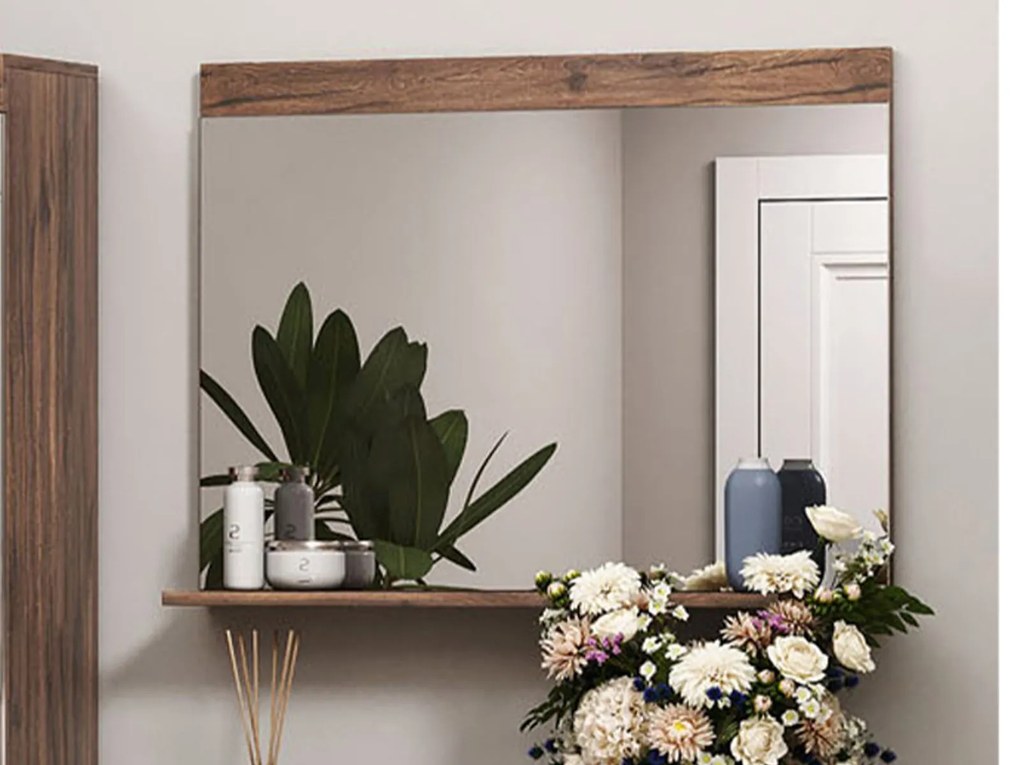 ARLET Καθρέπτης Τοίχου με Livorno Oak/Nimhpea Alba Ξύλινο Πλαίσιο 90x69x16cm