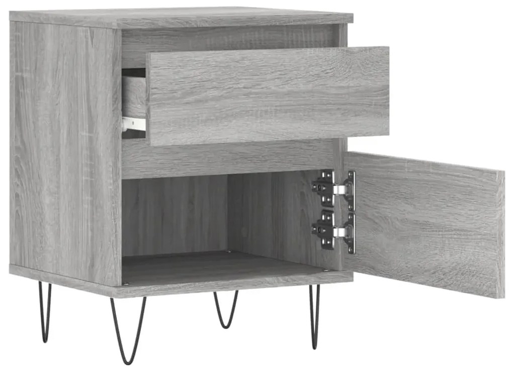 vidaXL Κομοδίνα 2 τεμ. Γκρι Sonoma 40 x 35 x 50 εκ. από Επεξεργ. Ξύλο
