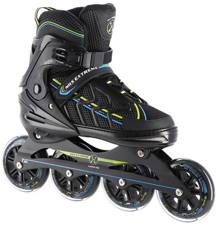 Αυξομειούμενα Πατίνια Roller NA 1128 Μαύρο/Λαχανί IN-LINE SKATES NILS EXTREME Extra Large(43-45)