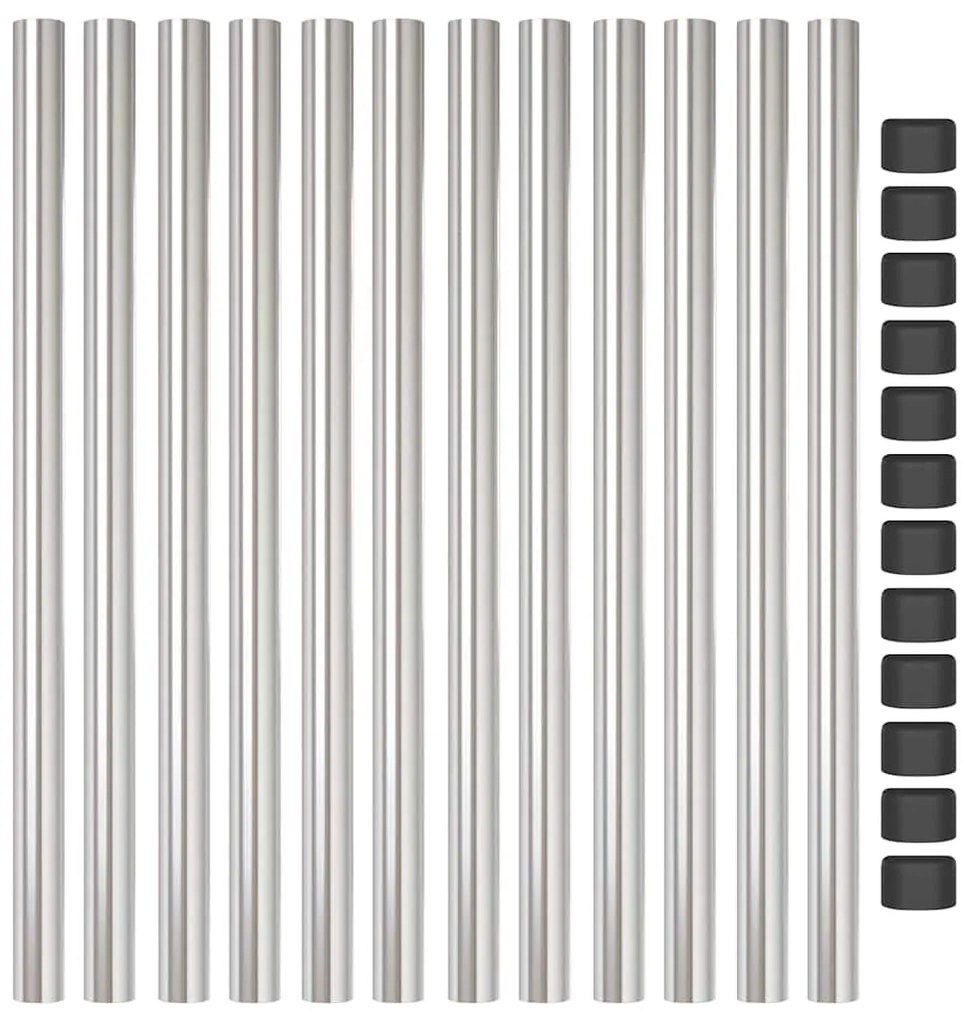 vidaXL Πό posts φράχτη 12 pcs Ασημί 90 cm Ατσάλι με Επικάλυψη Πούδρας