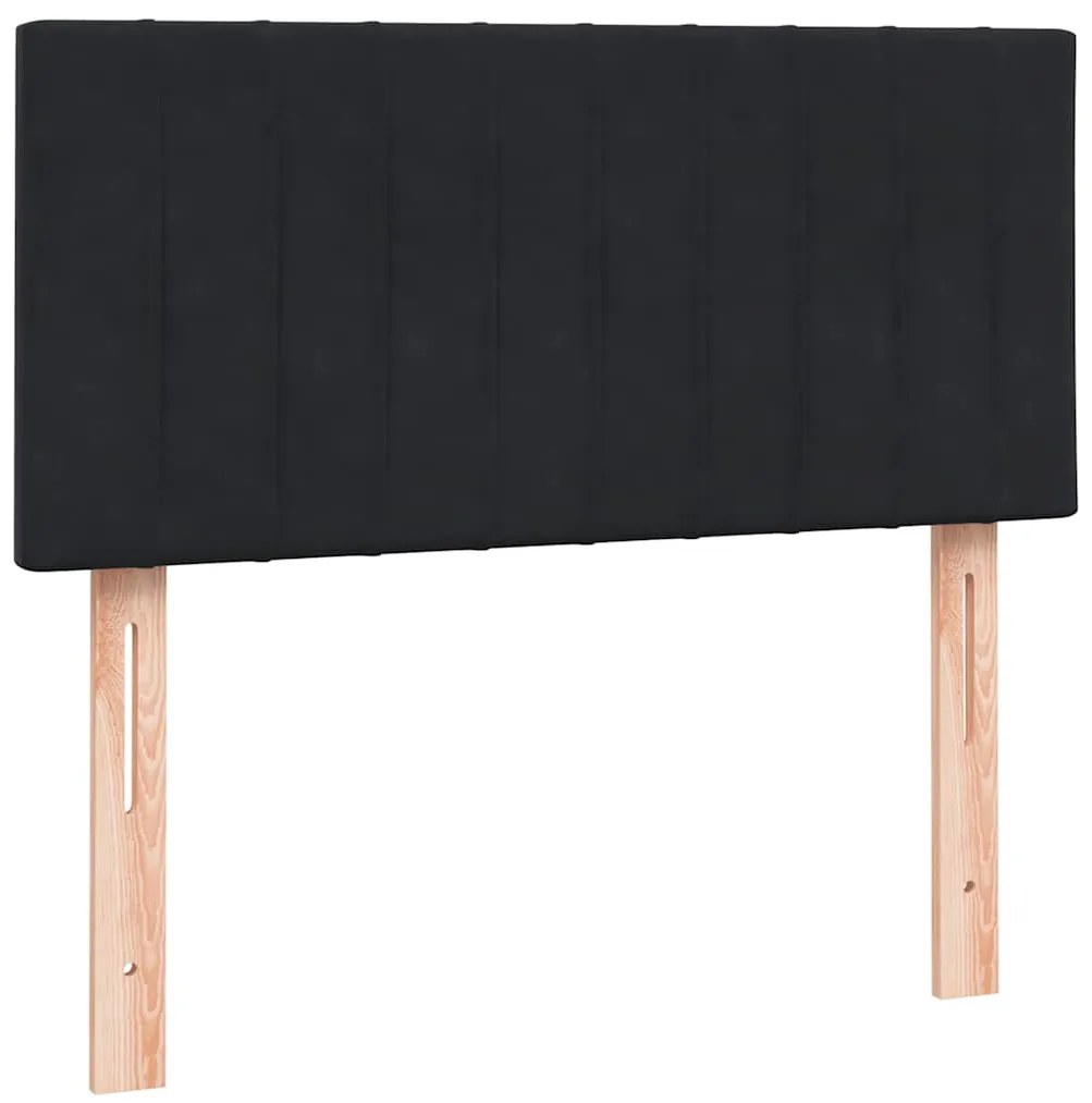 vidaXL Κρεβάτι Boxspring με Στρώμα &amp; LED Μαύρο 90x210 εκ. Βελούδινο