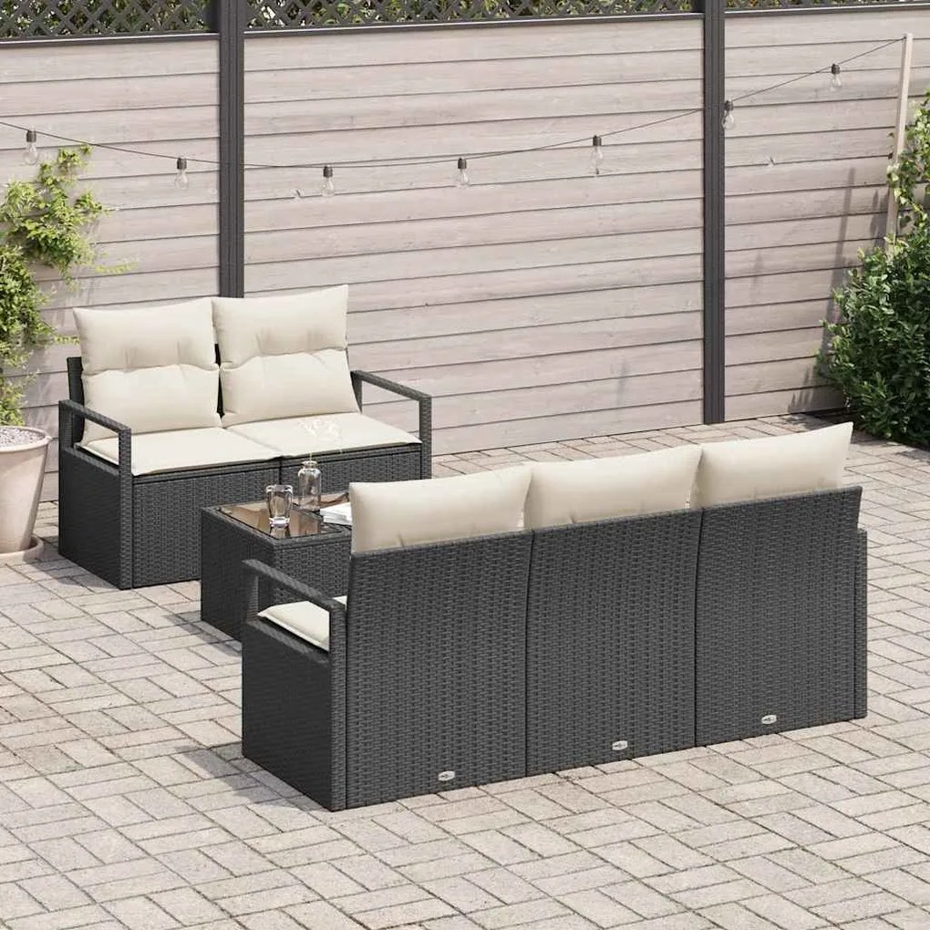 vidaXL Σετ Καναπέ Κήπου 6 pcs Μαύρο, Κρέμα 55 x 55 x 37 εκ