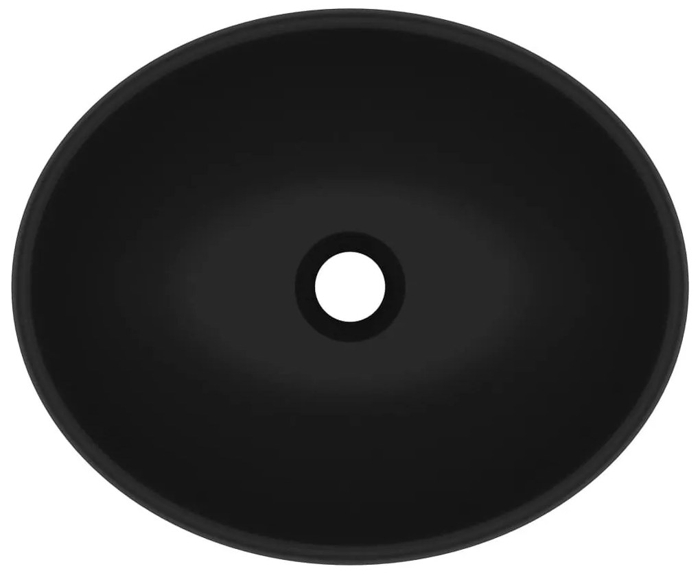 Νιπτήρας Πολυτελής Οβάλ Μαύρο Ματ 40 x 33 εκ. Κεραμικός - Μαύρο