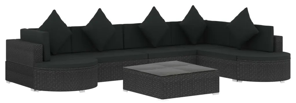 vidaXL Σαλόνι Κήπου 8 Τεμαχίων Μαύρο από Συνθετικό Ρατάν με Μαξιλάρια
