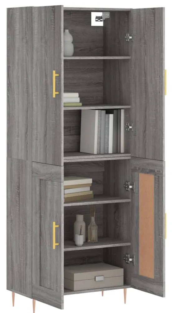 vidaXL Ντουλάπι Γκρι Sonoma 69,5 x 34 x 180 εκ. Επεξεργασμένο Ξύλο