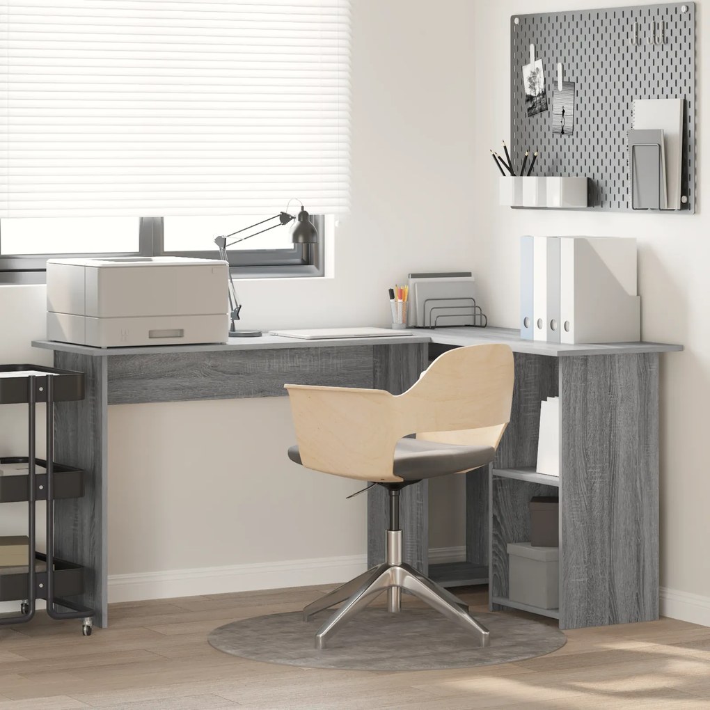 vidaXL Γκρι Γραφείο Υπολογιστή Γκρι Sonoma MDF Μεσαίο Αποθήκευση