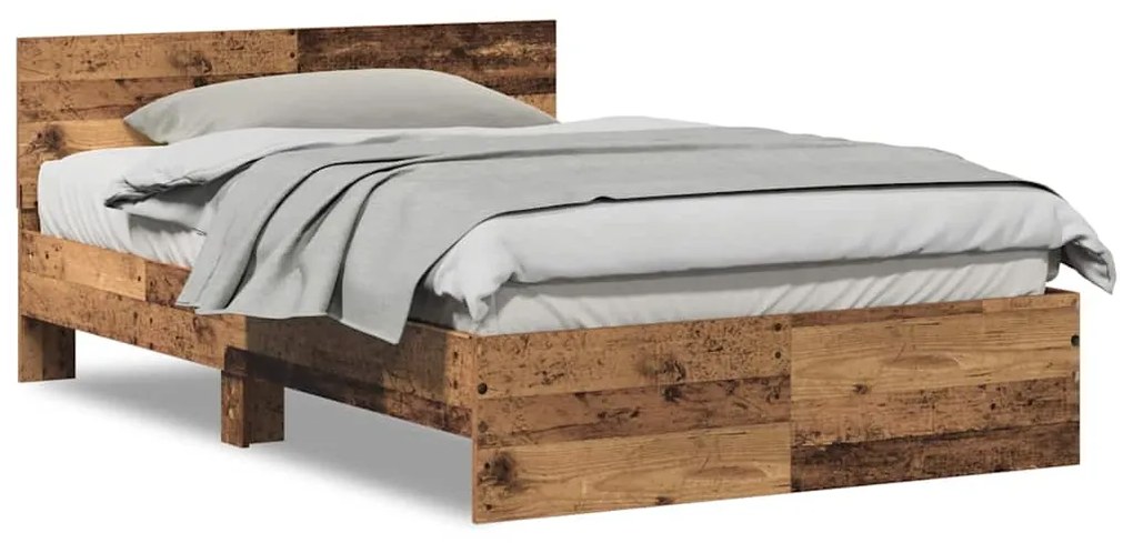 vidaXL Κρεβάτι με Κεφαλάρι Παλιό Ξύλο 120 x 190 cm Επεξεργασμένο ξύλο