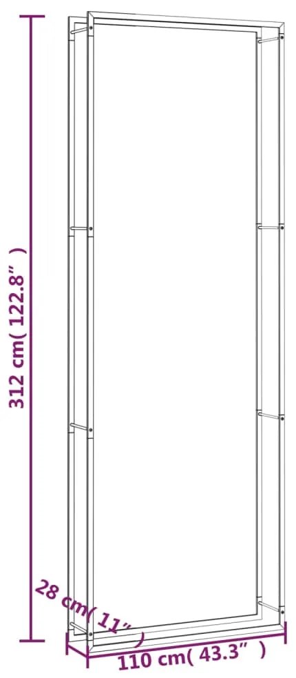 vidaXL Ραφιέρα Καυσόξυλων Ματ Μαύρο 110x28x312 εκ. Ατσάλι