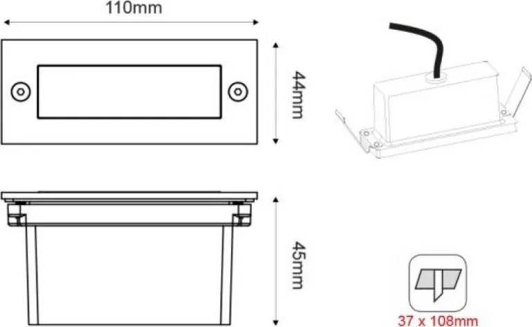 Χωνευτή απλίκα τοίχου Cortex 6000K-Χρώμιο