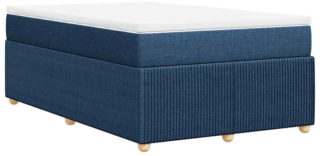 vidaXL Κρεβάτι Boxspring με Στρώμα Μπλε 120x200 εκ. Υφασμάτινο