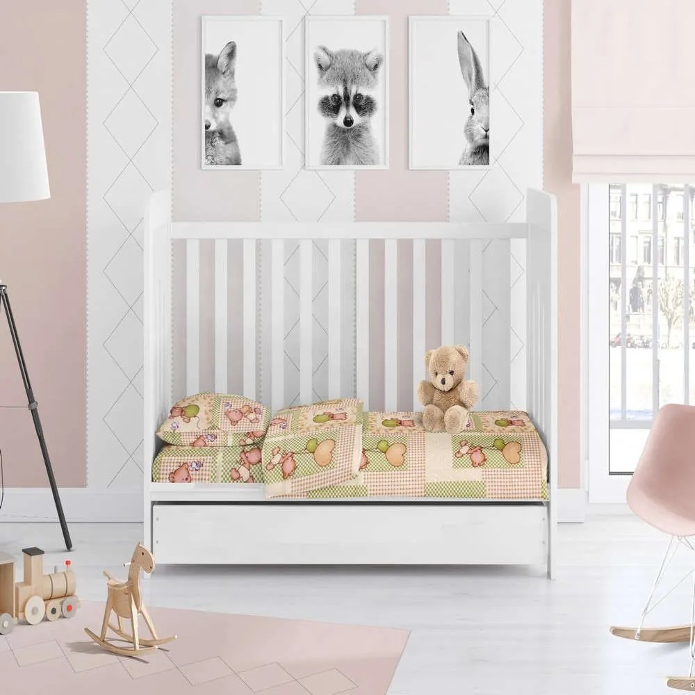 Σεντόνι Βρεφικό Με Λάστιχο Baloon 76 Beige DimCol Κούνιας 70x155cm 100% Cotton Flannel