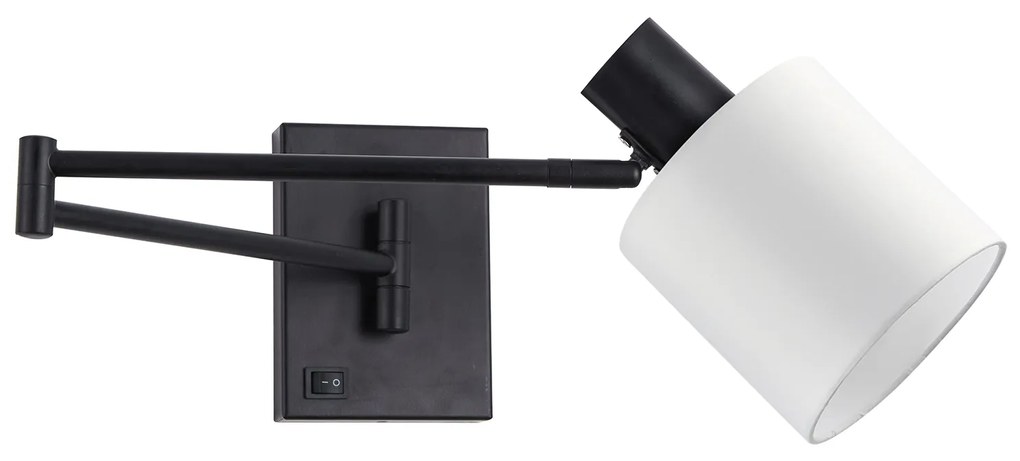 SE21-BL-52-SH1 ADEPT WALL LAMP Black Wall Lamp with Switcher and White Shade+ HOMELIGHTING 77-8379