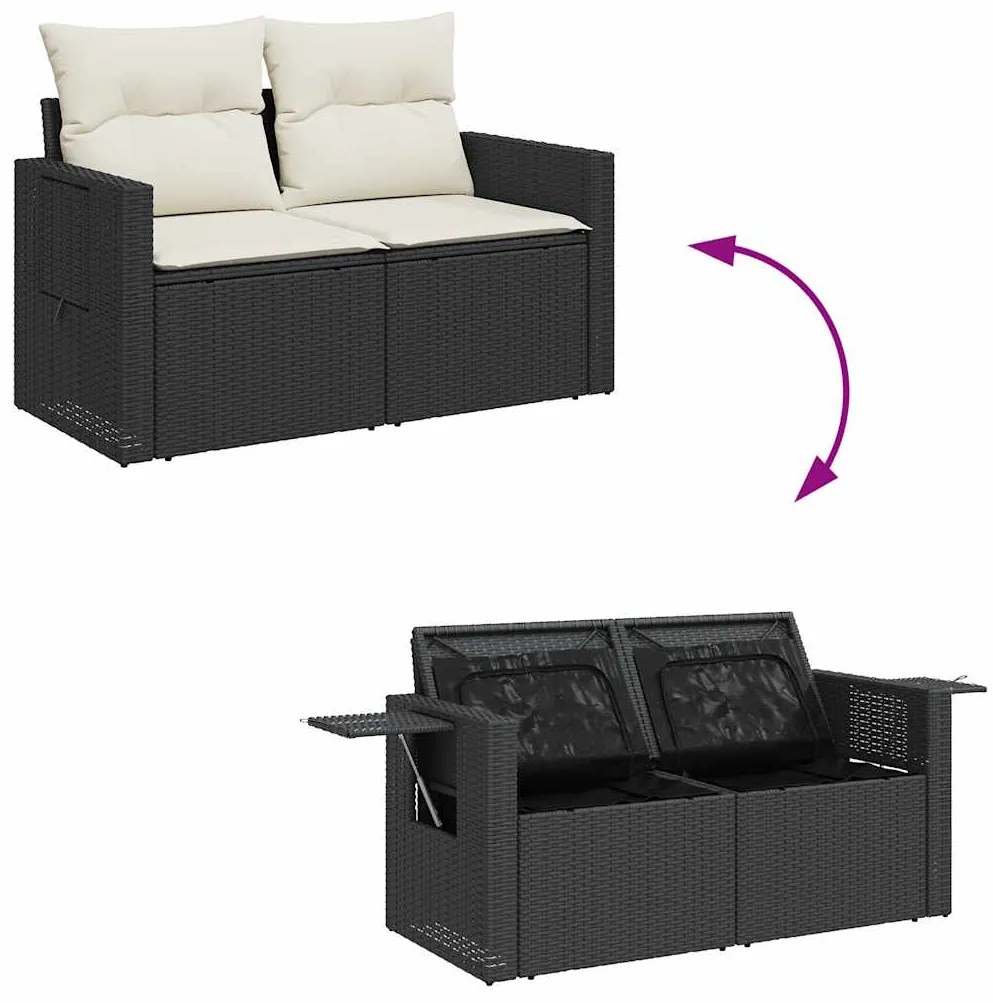 vidaXL Σαλόνι Κήπου Σετ 4 Τεμαχίων με Μαξιλάρια Μαύρο Συνθετικό Ρατάν