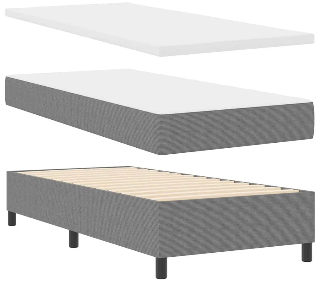 vidaXL Κρεβάτι με ελατήρια Απαλό Γκρι,Λευκό 193 x 90 x 60 εκ. Βελούδο