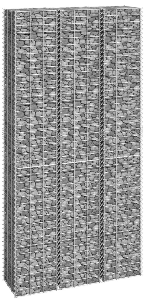 vidaXL Συρματοκιβώτια-Γλάστρες Υπερυψ. 3 τεμ. 30x30x200εκ. Σιδερένιες