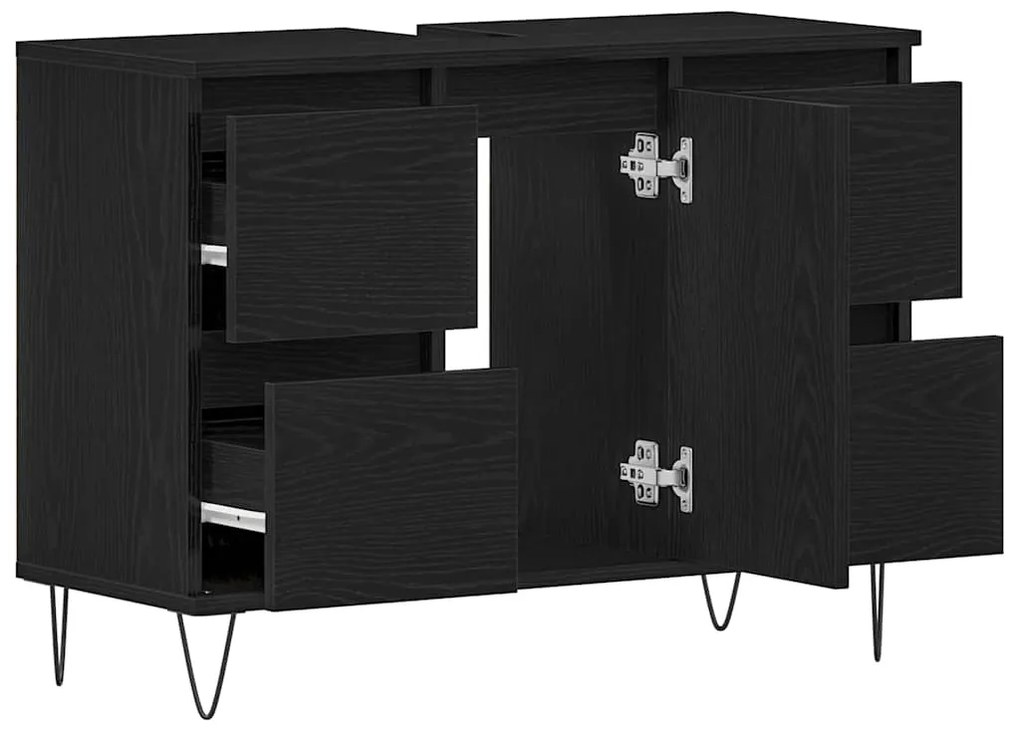 vidaXL Ντουλάπι Νιπτήρα Μαύρη Οξυά 80 x 33 x 60 εκ Επεξεργασμένο ξύλο