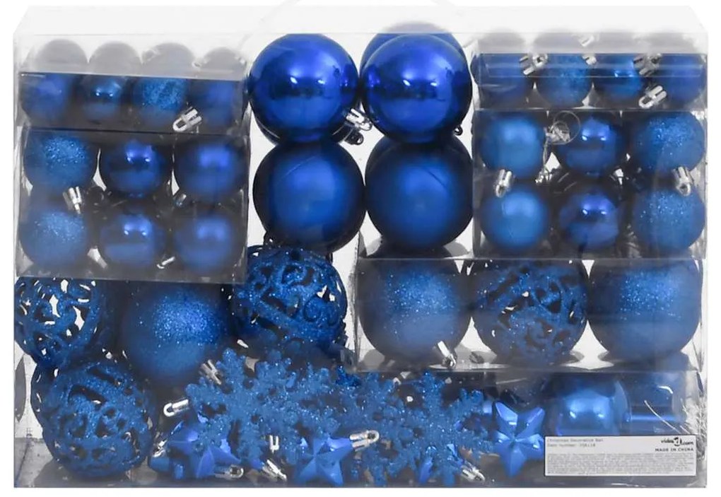 vidaXL Σετ Μπάλες Χριστουγεννιάτικες 111 τεμ. Μπλε από Πολυστυρένιο