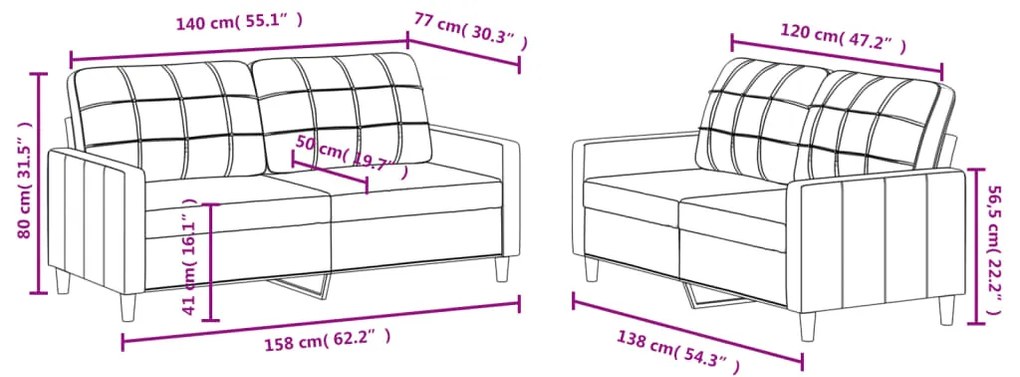 vidaXL Πολυθρόνες Σετ 2 Τεμαχίων Taupe από Ύφασμα με Μαξιλάρια