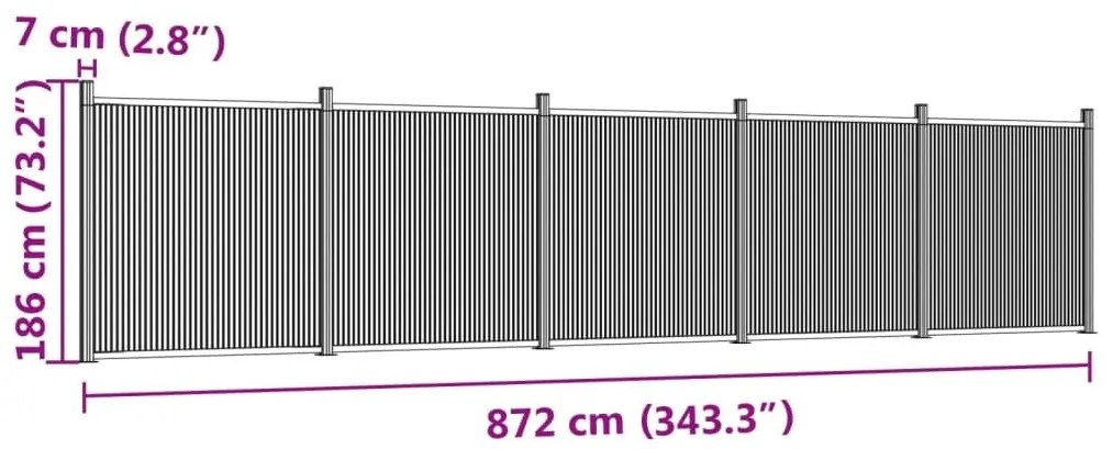 Πάνελ Περίφραξης Γκρι 872 x 186 εκ. από WPC - Γκρι