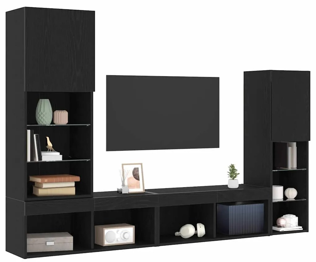 vidaXL Ντουλάπι TV 4 pcs Μαύρη δρυς 40.5 x 30 x 102 εκ.