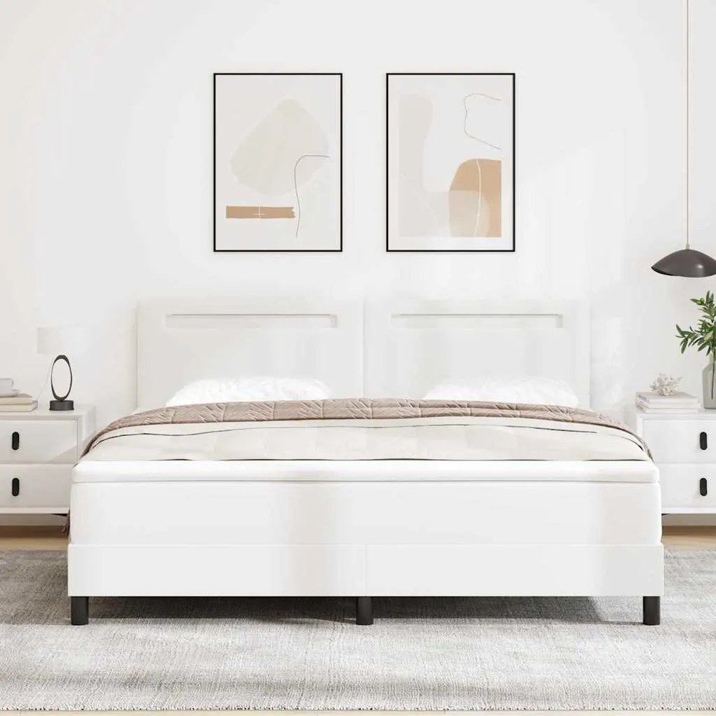 vidaXL Κρεβάτι με Στρώμα με στρώμα Λευκό 180 x 200 cm Τεχνητό δέρμα