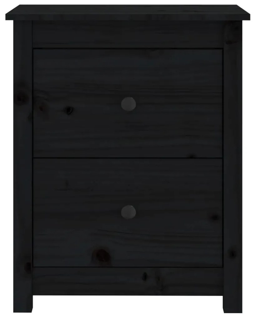 vidaXL Κομοδίνα 2 τεμ. Μαύρα 50 x 35 x 61,5 εκ. από Μασίφ Ξύλο Πεύκου