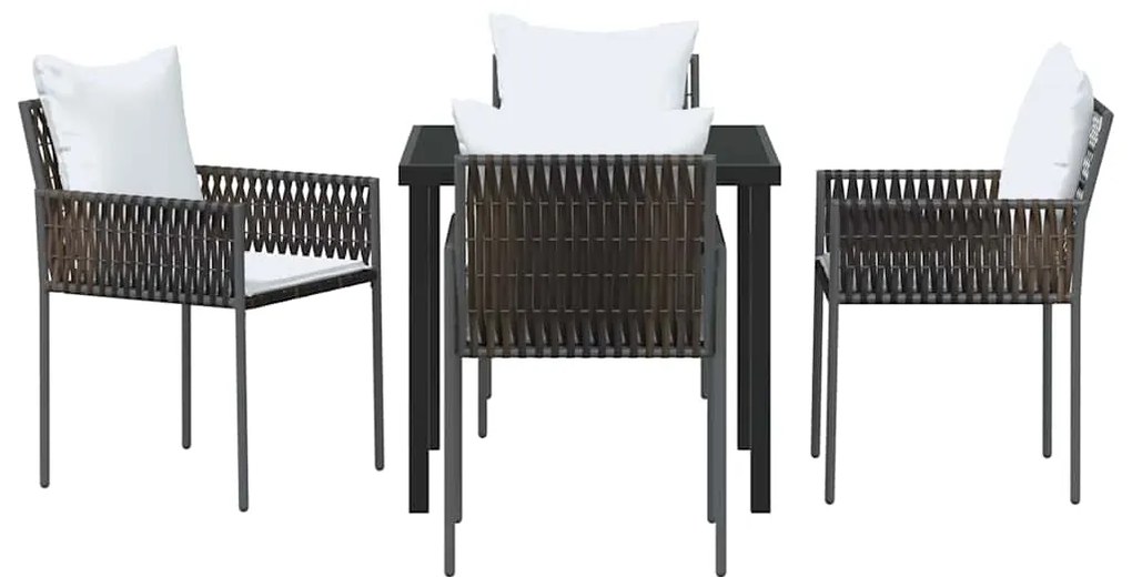 vidaXL Σέτ φαγητού για κήπο 5 pcs Καφέ και Μαύρο Ράτα PE