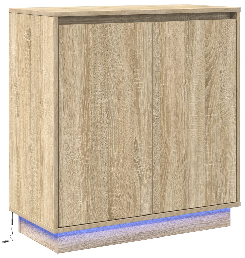 vidaXL Μπουφέ με LED σε χρώμα Σοένα - 71 x 34.5 x 75 εκ - Κατασκευασμένο από Επεξεργασμένο Ξύλο