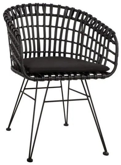 ΠΟΛΥΘΡΟΝΑ ΤΥΠΟΥ ΦΩΛΙΑ ΜΕΤΑΛΛΙΚΗ ALLEGRA HM5456.02 ΜΕ WICKER ΜΑΥΡΟ 59Χ56,5Χ83Υ εκ.
