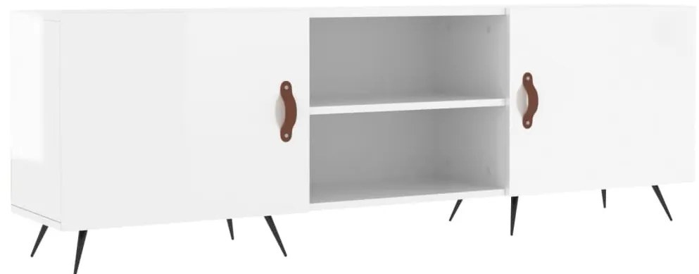 vidaXL Έπιπλο Τηλεόρασης Γυαλ. Λευκό150x30x50εκ.Επεξεργασμένο Ξύλο