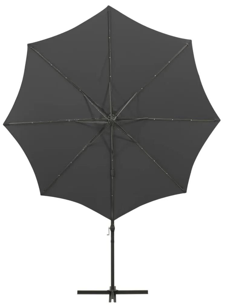 Ομπρέλα Κρεμαστή με Ιστό και LED Ανθρακί 300 εκ. - Ανθρακί