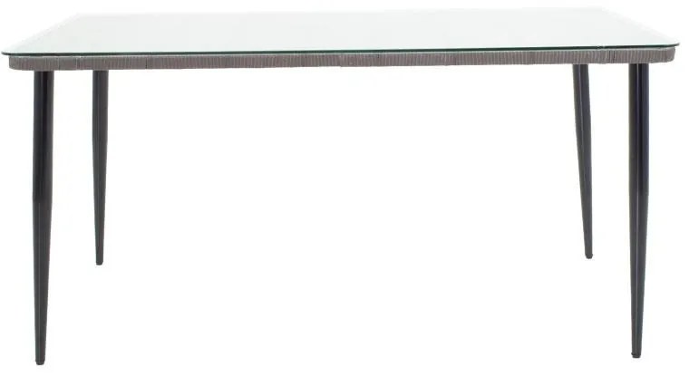 Τραπέζι Naoki μέταλλο μαύρο-pe γκρι-γυαλί 160x90x78εκ 160x90x78 εκ.