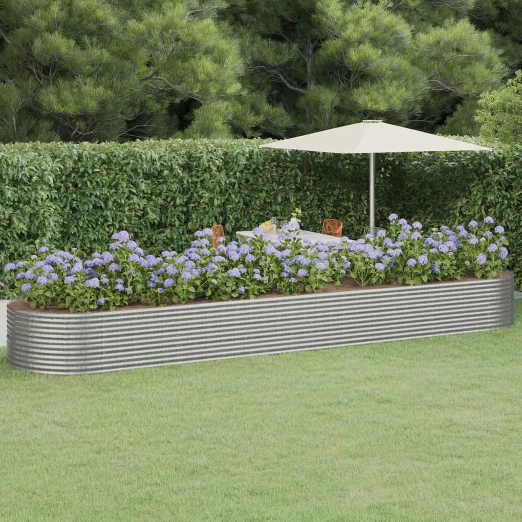 vidaXL Ζαρντινιέρα Ασημί 586x140x68 εκ. Ατσάλι με Ηλεκτρ. Βαφή Πούδρας