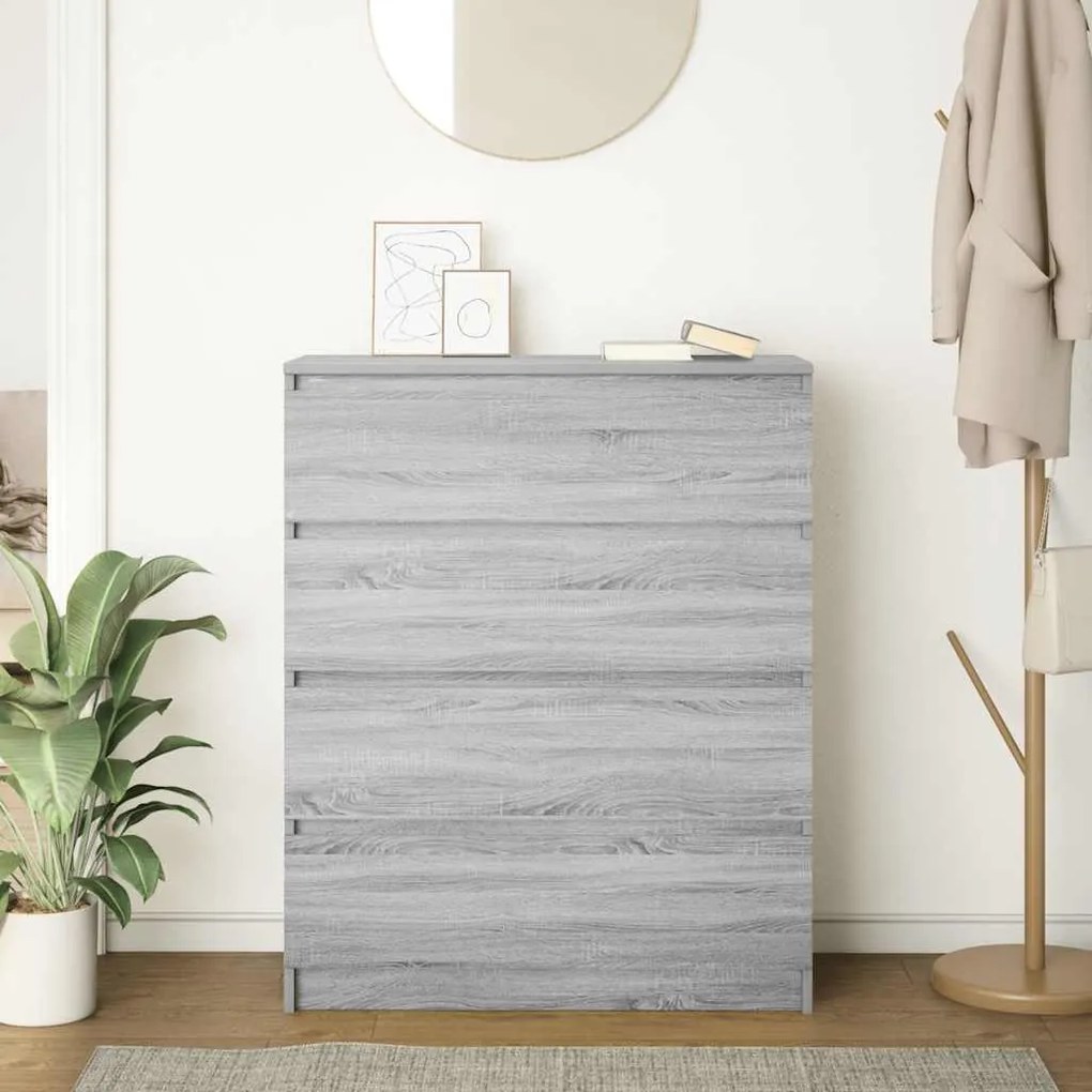 Sideboard Grey Sonoma 80x35x99 cm Ξύλινο μηχανουργικό ξύλο - Γκρι