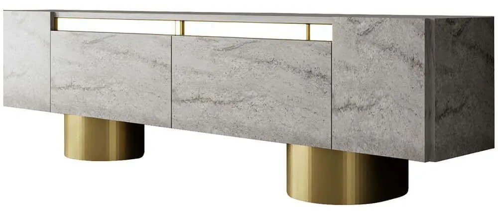 Έπιπλο Τηλεόρασης Bohem 618BLY1262 180x30x50cm Travertine Grey-Gold