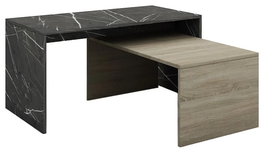 PETRA DUO COFFEE TABLE ΠΕΤΡΑ SONOMA ΣΚΟΥΡΟ 90/80x45xH45/34cm - 04-0460 - 04-0460