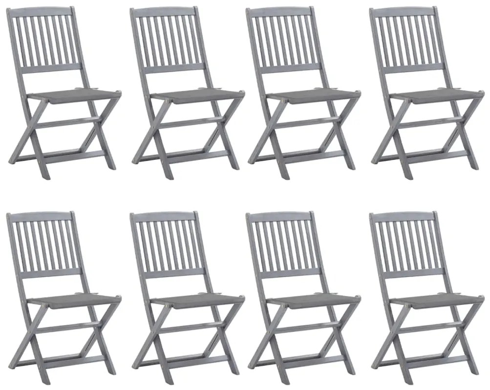 Καρέκλες Εξ. Χώρου Πτυσσόμενες 8 τεμ. Ξύλο Ακακίας & Μαξιλάρια