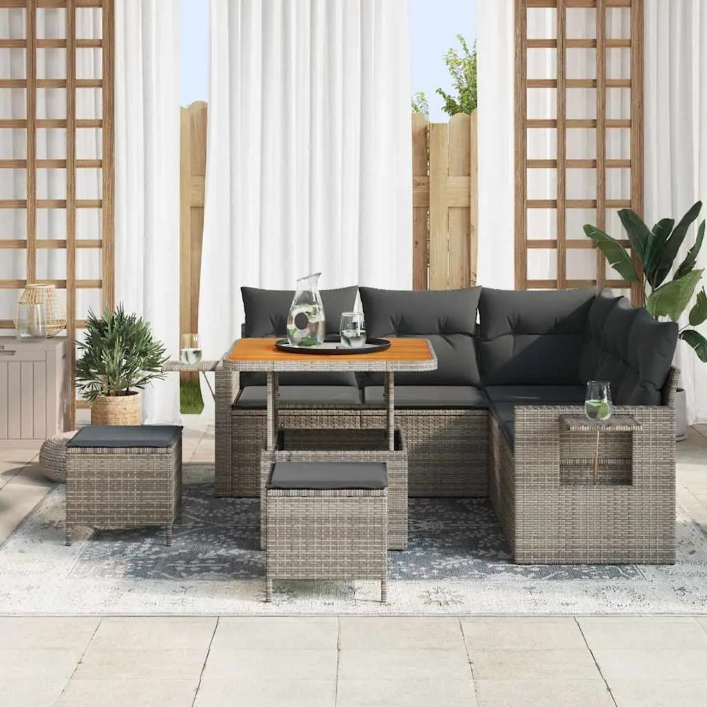 vidaXL Σετ Καναπέ Κήπου 8 pcs Γκρι συνθετικό ρατάν