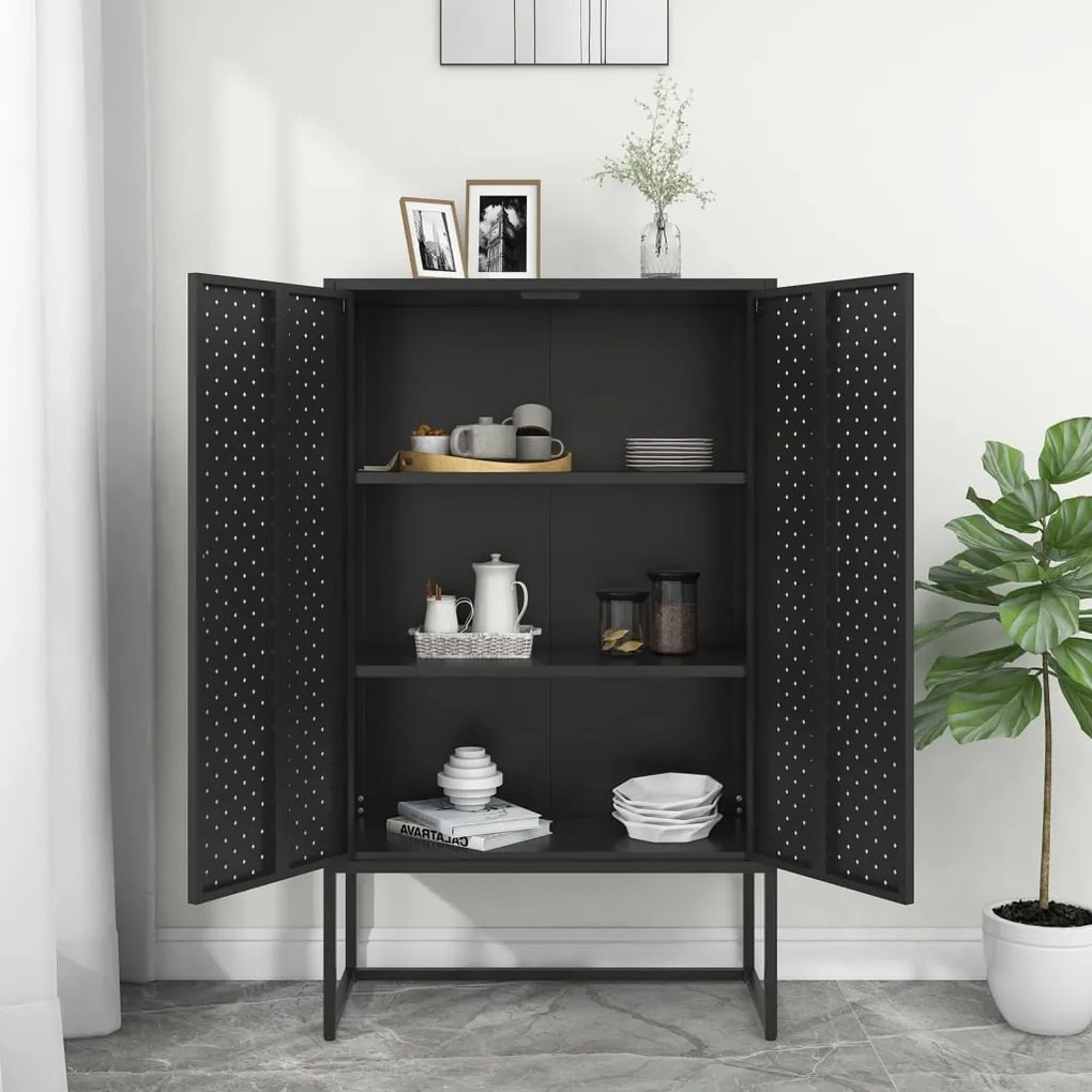 vidaXL Ντουλάπι Μαύρο 80 x 35 x 135 εκ. από Ατσάλι