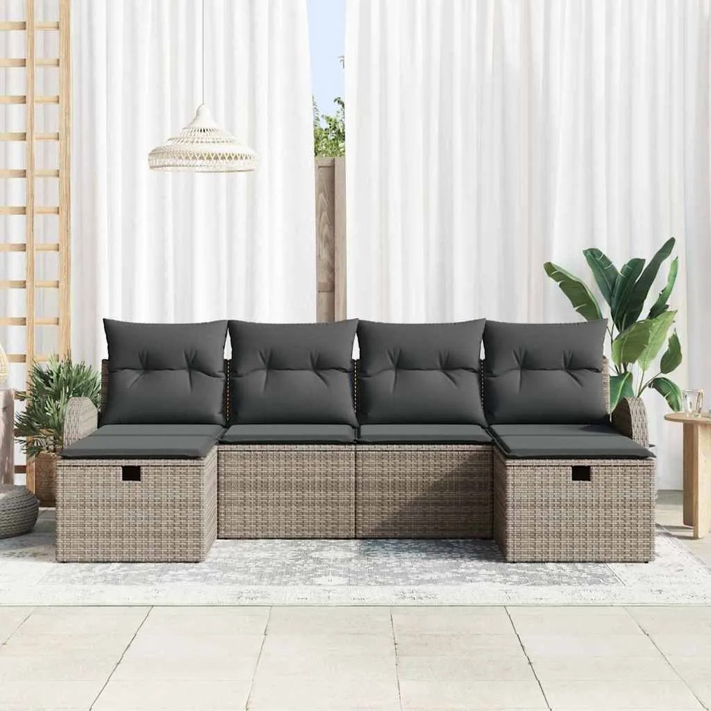 vidaXL Σετ Καναπέ Κήπου 6 pcs Γκρι 234 x 117 x 85 εκ Πολυ ράταν